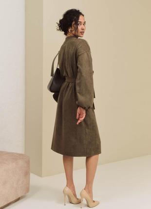 Замшева сукня кольору хакі 7