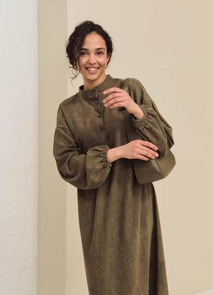 Замшевое платье цвета хаки 5