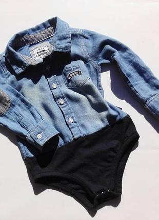 Джинсова сорочка бодиком. 18 місяців.