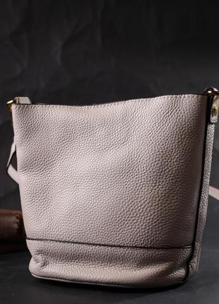 Компактная женская сумка с автономной косметичкой внутри из натуральной кожи vintage 22365 белая8 фото