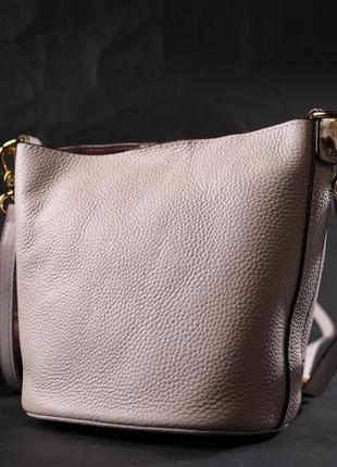 Компактная женская сумка с автономной косметичкой внутри из натуральной кожи vintage 22365 белая7 фото
