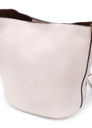 Компактная женская сумка с автономной косметичкой внутри из натуральной кожи vintage 22365 белая2 фото