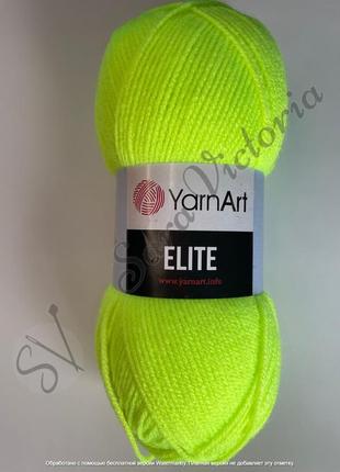 Акриловая желтая пряжа yarnart elite (ярнарт элит) 79 желтый неон