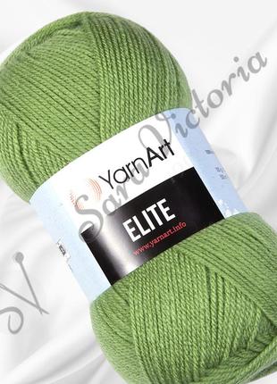 Акрилова пряжа зелена yarnart elite (ярнарт еліт) 69 оливковий