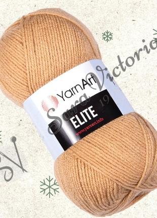 Акриловая бежевая пряжа yarnart elite (ярнарт элит) 805 песочный