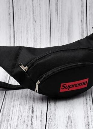 Поясная сумка бананка supreme black1 фото