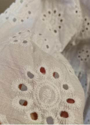 Белая натуральная батистовая туника рубашка оверсайз прошва италия6 фото