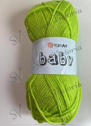 Пряжа зелена yarnart baby (ярнарт бебі) 13854 салатовий