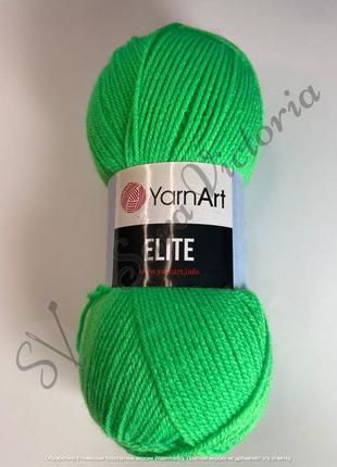 Акриловая зеленая пряжа yarnart elite (ярнарт элит) 8233 салатовий неон