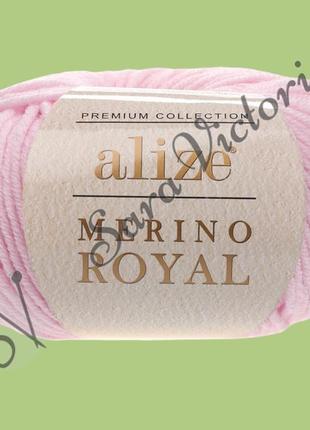 Рожева пряжа 100% вовна мериноса alize merino royal (алізе мерино рояль) світло-рожевий 31