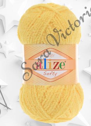 Пряжа желтая alize softy (ализе софти) микрополиэстер для амигуруми вязанные крючком игрушки 187 маргаритка1 фото