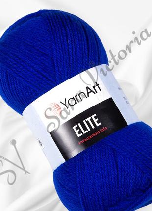 Акрилова синя пряжа yarnart elite (ярнарт еліт) 64 ультрамарин1 фото