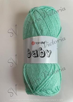 Пряжа блакитна yarnart baby (ярнарт бебі) 623 свіжа м'ята