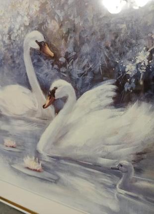 Картина два лебедя в рамі під склом3 фото