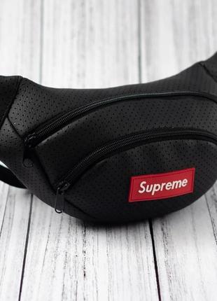 Сумка бананка поясна на пояс supreme black1 фото