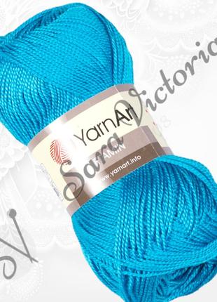 Тонкая  акриловая голубая пряжа для вязания вышивания yarnart etamin (ярнарт этамин) 425 бирюзовый1 фото