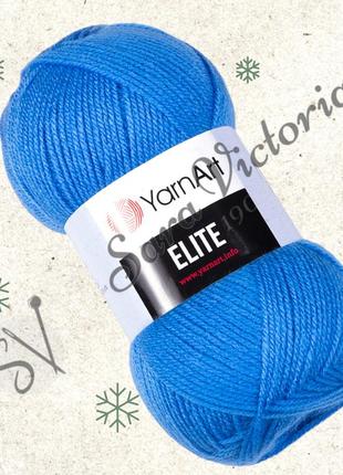 Акриловая голубая пряжа yarnart elite (ярнарт элит) 224 сапфир