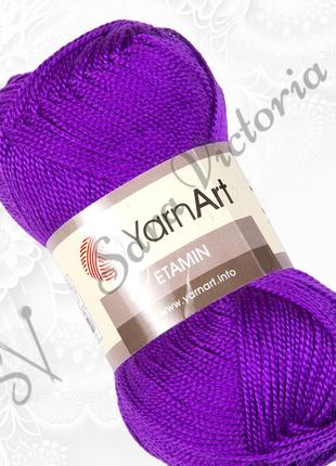 Тонка акрилова фіолетова пряжа для в'язання гачком yarnart etamin (ярнарт етамін) 431 фіолетовий1 фото