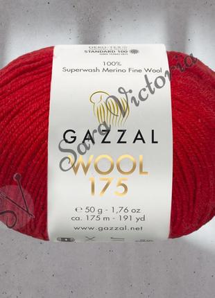 Красная пряжа 100% шерсть мериноса gazzal wool 175 (газал вул 175) красный 338