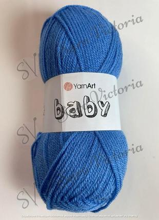 Пряжа голубая yarnart baby (ярнарт беби) 600 сапфир