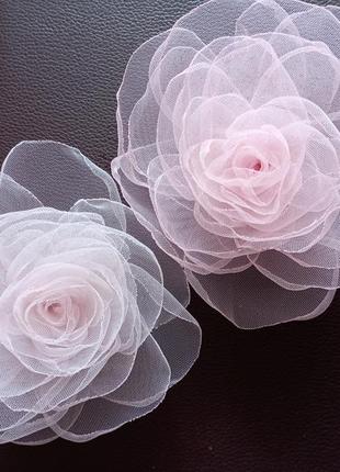 Цветок роза броши из фатина ручная работа3 фото