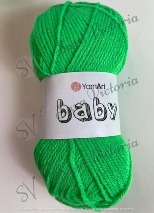 Пряжа зелений yarnart baby (ярнарт бебі) 8233 салатовий неон