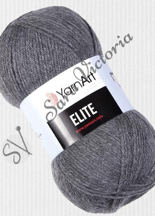 Акриловая серая пряжа yarnart elite (ярнарт элит) 29 темно-серый