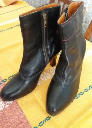 Чорні шкіряні чоботи черевики на блискавці.