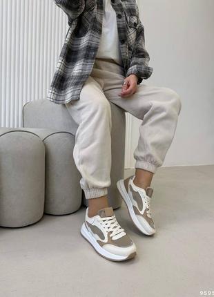 Стильные кроссовки на платформе, натуральная пресс кожа.