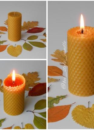 Набірчик 4 свічок із натуральної бджолиної вощини,помаранч,жовтий2 фото