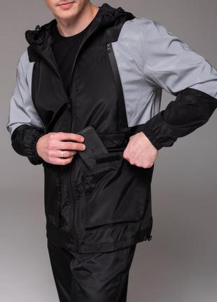 Куртка ветровка черная с рефлективными4 фото