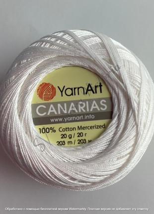 Біла тонка пряжа для в'язання гачком ярнарт канаріас (yarnart canarias) 1000 білий2 фото