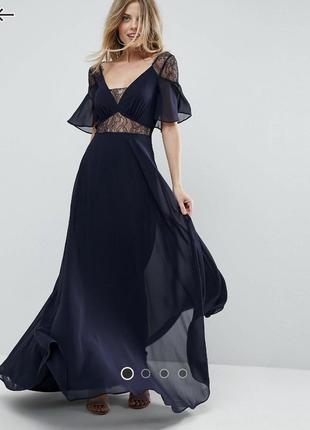 Синие длинное платье asos