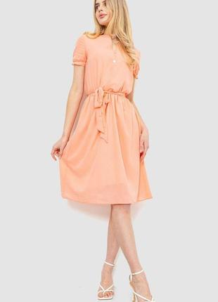 Платье однотонное, цвет персиковый, 230r006-112 фото