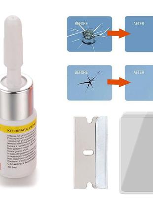 Клей полімер для ремонту лобового скла тріщини сколи sikeo diy білий тюбик