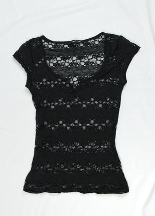Топ мереживо чорний приталена футболка майка мереживна  сорочка блуза сіточка сітка y2k готична готика напівпрозора