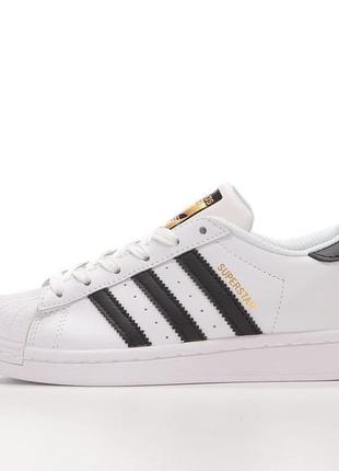 Кожаные классические кроссовки adidas superstar whute black5 фото