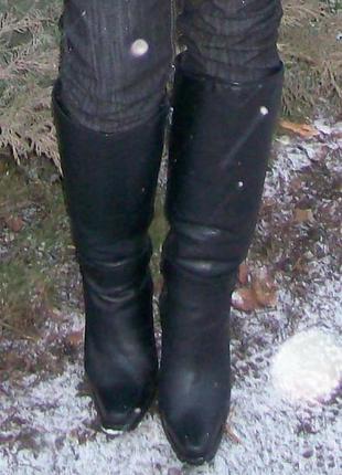 Кожаные зимние сапоги1 фото