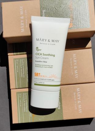 Легкий сонцезахист mary & may cica soothing sun cream spf 50+ pa++++