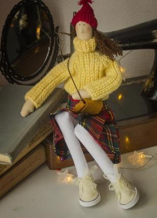 Інтер'єрна лялька тільда в очікуванні свята3 фото
