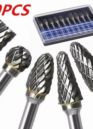 Набор фрез 10шт фреза насадка для гравера цанга dremel