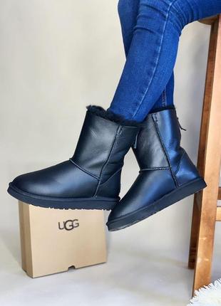 Зимові чоботи ugg зі шкіри з овчиною8 фото