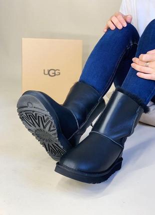 Зимові чоботи ugg зі шкіри з овчиною4 фото