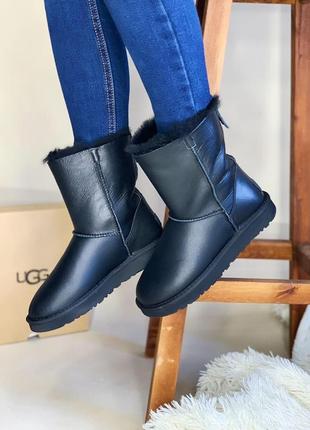 Зимові чоботи ugg зі шкіри з овчиною1 фото