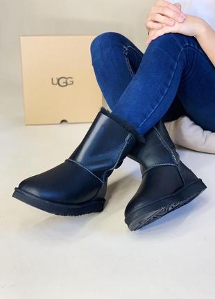 Зимові чоботи ugg зі шкіри з овчиною3 фото