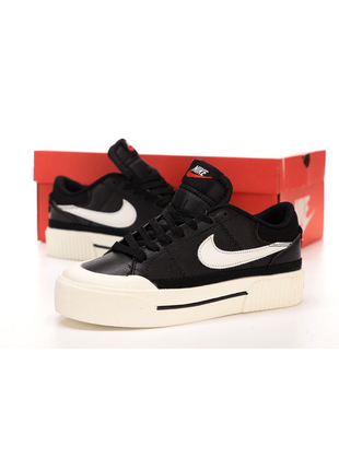 Шкіряні кеди nike court legasy lift black beige