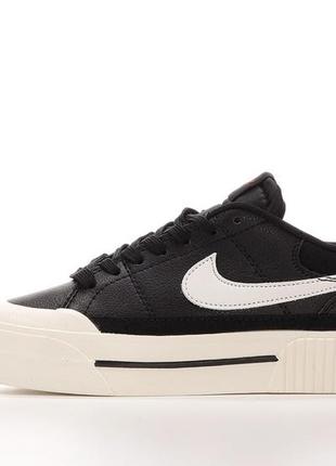 Кожаные кеды nike court legasy lift black beige3 фото