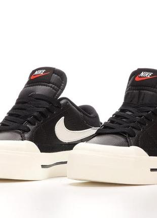 Кожаные кеды nike court legasy lift black beige4 фото