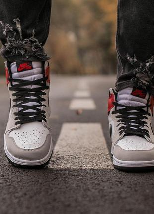 Кроссовки nike air jordan retro 1 серые6 фото