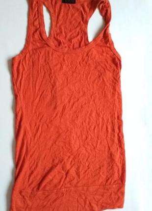 Оранжевая майка длинная футболка для дачи маечка оранжевая женская